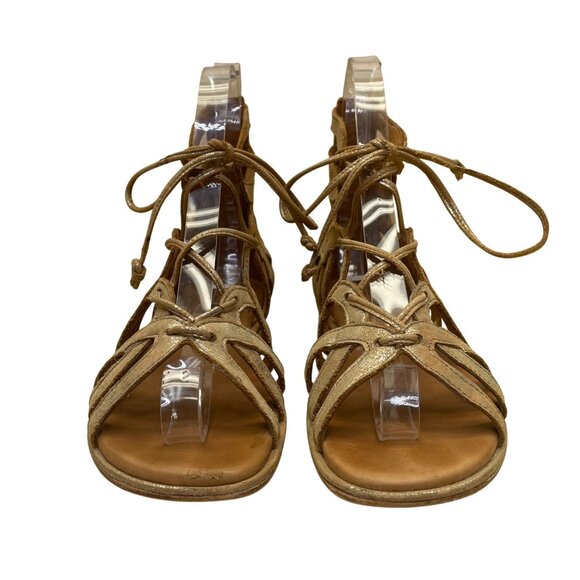 Gentle Souls Women’s Gold Leather Open Toe Lace Up Gladiator Sandals Size 6.5M - Picture 2 of 8